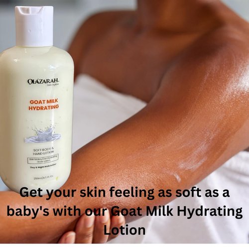 OLAZARAH Skin Aglow Goat Milk Hydrating Lotion for Soft Body & Hands - Nourishing Moisturizer with Gentle Goat Milk Formula, Paraben-Free & Gluten-Free, (lightly scented), 8.5 Fl. oz