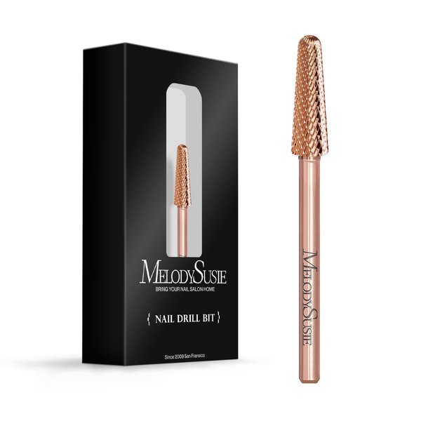 MelodySusie Cone Shape Nail Drill Bits, 3/32'' Carbide Tungsten Bits, Suitable for Manicure Pedicure Cuticle Gel Polishing, Beginners Bits, Rose Gold, Series Bit-S, Fine