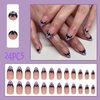 Halloween Fake Nails Almond Press on Nails Medium French Tip Acrylic Nails Purple False Nails Tips with Bat Design Artificial Halloween Stick on Nails Reusable Glue on Nails for Women 24PCS