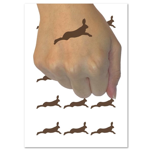 Leaping Jack Rabbit Silhouette Temporary Tattoo Water Resistant Fake Body Art Set Collection - 54 1" Tattoos (1 Sheet)
