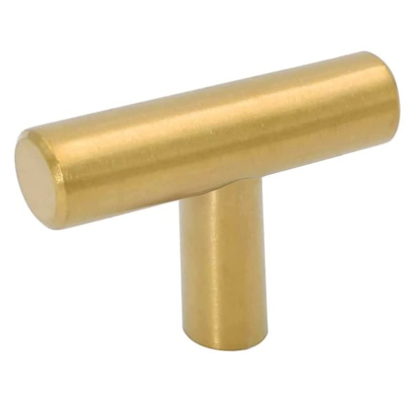 goldenwarm 20Pack Gold Knobs for Dresser Kitchen Cabinet Knobs Brushed Brass Drawer Knob Furniture Door Knobs - LS201GD Single Hole Handles Brushed Gold T Bar Knobs Stainless Steel