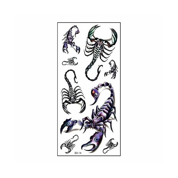 Scorpion 3D Scorpion Temporary Tattoos Fashionable Fake Tattoos Removable Waterproof Body Art Tattoo Stickers for Men Women Teens Temporary Tattoos