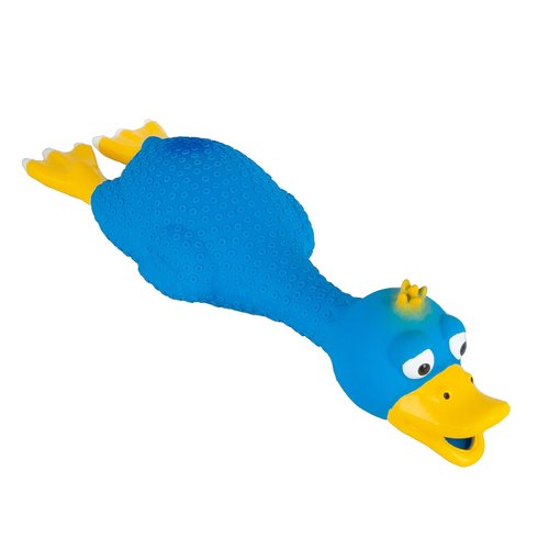Latex Squeaky Duck Dog Toy, Screaming Rubber Colored Duck Toy for Medium Sized Dogs with Reinforced Neck (12 Inch,Blue)