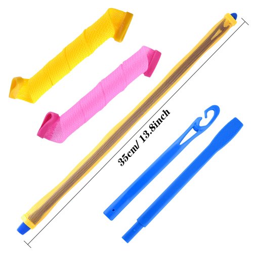 FEPITO 40 Pack Magic Hair Curlers Spiral Curls Styling Hair Rollers Kit Wave Styles No Heat Hair Curler and Styling Hooks for All Hair Lengths, 30cm/ 12inch