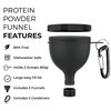 [5 Pack] Protein Powder Funnels Multipack with Carabiner Keychain, Portable Supplement Containers for On-The-Go and Travel, Protein & Pre-Workout Powder Funnel for Water Bottles & Shakers