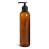 Royal Massage 8oz Bullet Round Massage Oil/Lotion/Liquid Bottle with Saddle Pump (Amber, 1)