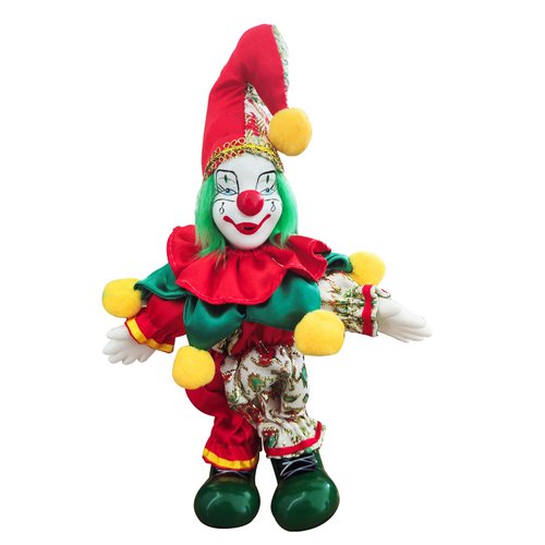 Maxyoung 6 Inch Clown Doll with Red Nose and Colored Ball Decorations - Mardi Gras and Carnival Party Decorations, Creepy Doll Ornament for Home Decoration, Great Birthday Gifts for Children/Adults