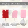Cake Scraper Cake Decorating Comb,Cake Scraper Smoother,Flexible Plastic Dough Scraper For Bread Making,Reusable Pastry Pizza Dough Cutter Tool For Baking Cake Edge Stripe Decorating(6Pcs,Red,Pink)