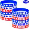 24PCS Skiing Themed Rubber Bracelets Sport Slicone Wristbands Snowboard/Skier Party Supplies Birthday Baby Shower Party Favors