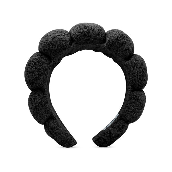 The trend collection Spa Headband for Washing Face with, Sponge Makeup Headbands for Women - Bubble Skincare Headband for Girls, Soft Terry Cloth headband for Mother's day (Black)