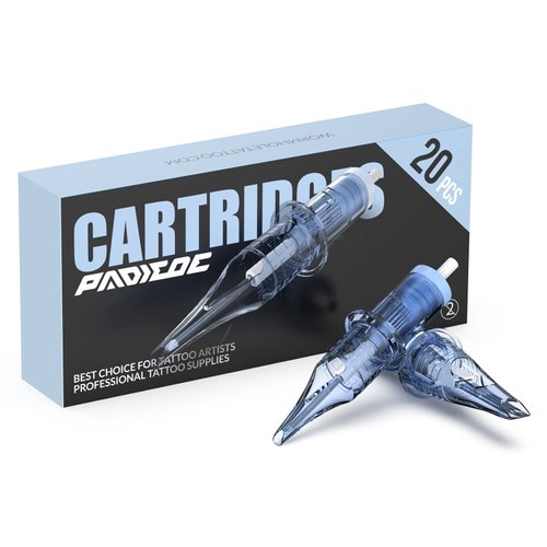 Padieoe Tattoo Cartridge Needles, 20pcs Mixed Standard Tattoo Needle Cartridge, Round Liner Magnum Needle for Tattoo Pen, Tattoo Cartridge Needle Tattoo Supplies 3RL 5RL 5RM 7RM (20pcs 12#)