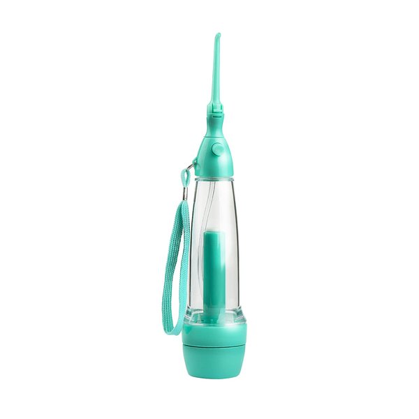 Cordless Water Flosser Non-Electric Portable, Manual Air Pressure Simple Operation, Bottle Strengthening Dental Oral Irrigator for Home & Travel, Green.