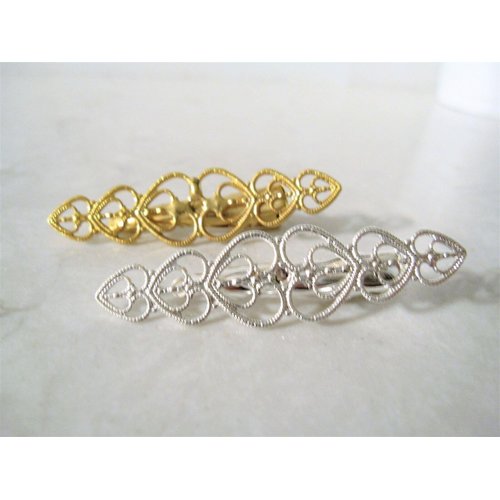 Generic Small gold or silver heart hair barrette alligator clip bridal clip bridal (Primary color: Gold)