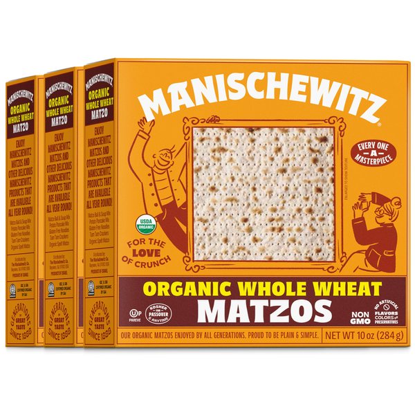 Manischewitz Organic Whole Wheat Matzos Kosher For Passover 10oz (3 Pack) Crisp & Delicious, Kosher for Passover and for Year Round Use
