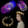 Seadiquiet White Vintage LED Flower Crown, Glow Flower Wreath Headbands Luminous Led Bridal Headpiece Wedding Headdress Hair Hoop Party Hair Accessories