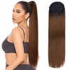 BHF 32" +30” Organic Ponytail-Extensions Long Straight Drawstring Black - Hair Extensions Ponytail Extra Long Clip in Hairpieces for Women (6.7OZ) (32in-Straight ponytail, T2/30)