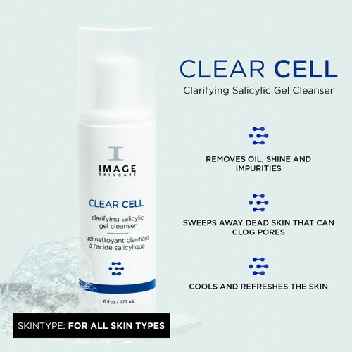 IMAGE Skincare, CLEAR CELL Salicylic Gel Cleanser, Gentle Foaming Face Wash Removes Excess Oil and Shine for Oily Prone Skin, 6 oz