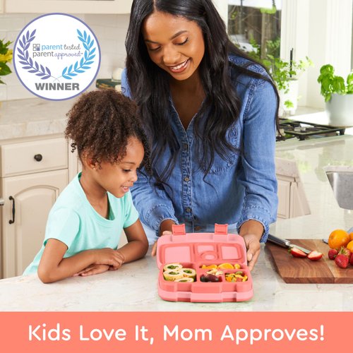 Bentgo Kids Bento-Style 5-Compartment Leak-Proof Lunch Box - Ideal Portion Sizes for Ages 3 to 7 - Durable, Drop-Proof, Dishwasher Safe, BPA-Free, & Made with Food-Safe Materials (Coral)
