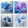 Fotasmua 4 Pack Paint by Numbers Kit for Adults Kids, Easy Framed Adults Paint by Numbers Kits, DIY Simple Flowers Acrylic Oil Painting Number Kits for Home Wall Decor (8 x 8 Inch)