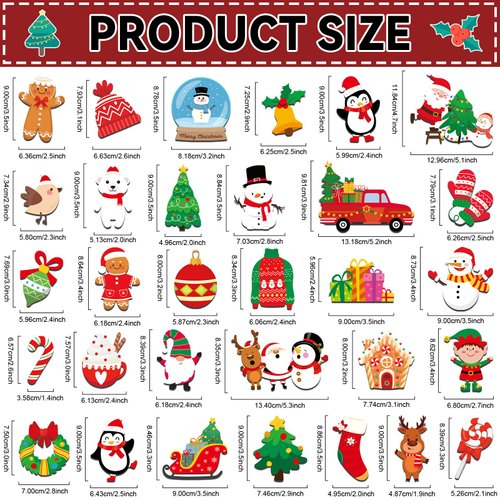 31PCS Christmas Fridge Magnets Christmas Refrigerator Magnets Christmas Car Magnets Magnetic Xmas Decorative Door Stickers for Christmas Xmas Holiday Garage School Classroom Kitchen Home Decor