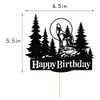 Sleyberoy Wolf Happy Birthday Cake Topper - Timberwolf Glitter Full Moon Cake Topper - Jungle Wild Animal theme Party Decor Supplies (wolf)
