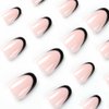 Foccna French Tip Fake Nails Black Press on Nails Short Acrylic Full Cover False Nails for Daily Wear Artificail Almond Nails for Women and Girls 24Pcs