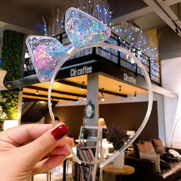 LED Light Up Clear Headband | Confetti Shaker Sequin Children's Headband | Hair Accessories | Bowtie Headband | (Blue)