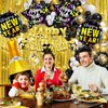 121Pcs New Years Eve Party Supplies 2025 Black and Gold New Year Party Decorations 2025 Balloons Arch Set include Happy New Year Banner, Fringe Curtains, 2025 Balloons for New Years Eve Decorations