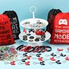 Video Game Party Favors Party Supplies Party Favor Bags with Drawstring Bracelets Video Game Controller Keychains Button Pins Gaming Stickers for Kids Gamer Birthday Decor(Bright Style, 122 Pcs)