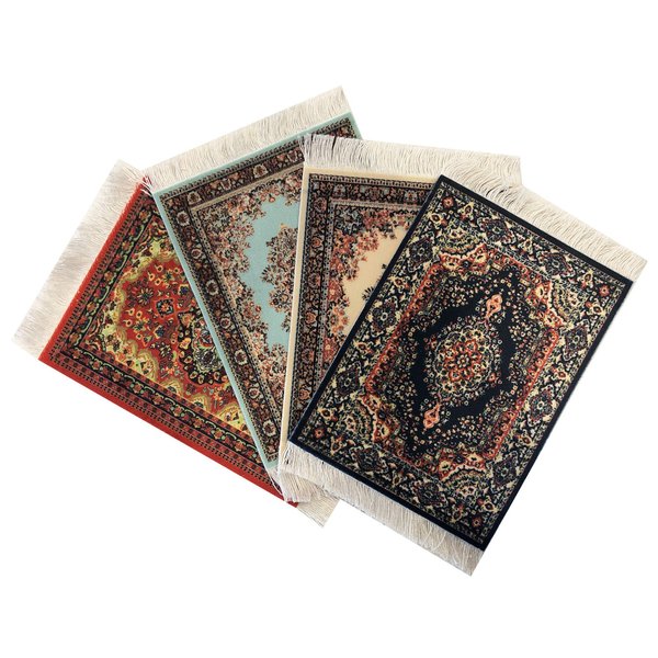 Dollhouse Rugs, Set of 4, Miniature Doll House Accessory, Carpets for 3” and 6” Dolls, 6 x 4, Rectangle, Kids Toy Furniture Carpeting Decor