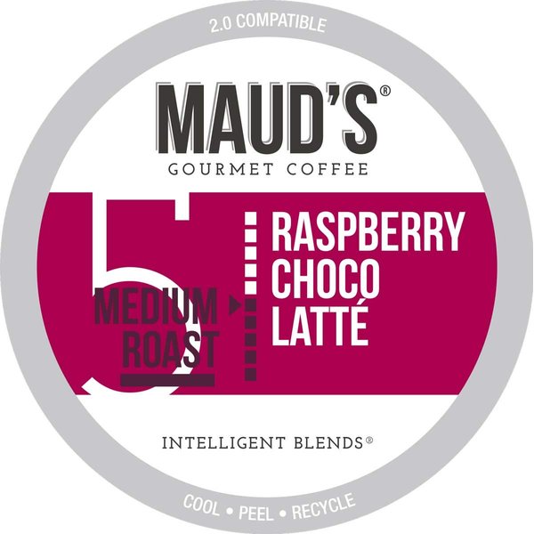 Maud's Raspberry Chocolate Flavored Coffee Pods, 50 ct | Raspberry Choco Latte Flavor | 100% Arabica Medium Roast Coffee | Solar Energy Produced Recyclable Pods Compatible with Keurig K Cups Maker