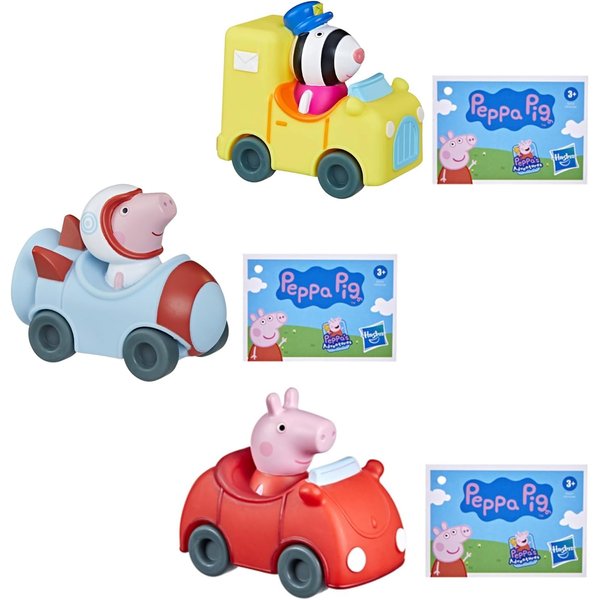 Hasbro Peppa Pig Little Buggies Character Play Vehicle Sets - Zoe Zebra in Post Van, Peppa Pig in Red Car & Peppa Pig Astronaut - Set 4