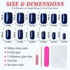 LoveOurHome 240pc Square Press on Nails Short Fake Nails Glue on Nail Short Blue Acrylic Nails Press ons Nail Tips Full Cover False Nail Square Artificial Fingernail & Adhesive Tabs for Women Girls