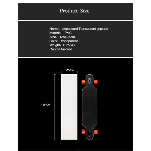 ZUEXT 11" x 50" Clear Skateboard Grip Tape, Waterproof Scooter Griptape, Longboard Grip Tape, Anti Slip Bubble Free Transparent Griptape for Rollerboard Stairs Pedal Wheelchair Step (125x27cm)