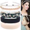 LAPOHI 6 Pieces Headbands for Women Cute Hair Hoop Non Slip, Fashion Peral Headband for Girls, Aesthetic Designs Flower Preppy Wide Thin Headbands Set