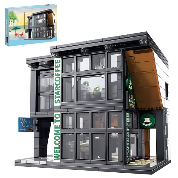 CSNRHG Coffee Shop Building Blocks Toys City Street View Architecture Model Set Birthday Age 6+ Children Teens Adult 581 Pieces