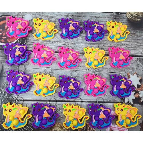 20 packs Bulk Dragon Baby Mini Pop Fidgets for Birthday Party Favors,Small little Backpack keychain for Classroom Students Boys kids
