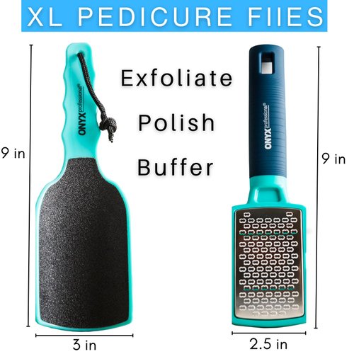 Onyx Professional Curved Foot File + Callus Remover, XL Double-Sided Ergonomic Pedicure File & Stainless Steel Foot Rasp, Effective Foot Exfoliator & Dead Skin Remover for Softer, Smoother Feet