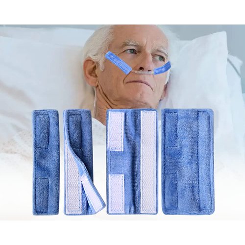 4 Pack Wuronsa Nasal Cannula Cushions, Soft Nasal Oxygen Covers, Soft Cannula Ear Protector for Oxygen Users, Prevent Indentations Irritated Cheek Skin, Prevent Ear Soreness (Blue)