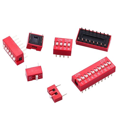 Taiss 35PCS Double Row Dip Switch Assorted Kit 1 2 3 4 6 8 10 Position 2.54mm PCB Mountable On Off DIP Switches Slide Type Red Toggle Switch for Circuit,Breadboards F-055-35PCS