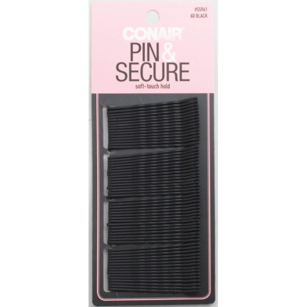 Conair Soft-touch Hold Secure Bobby Pin, Black, 60 pcs