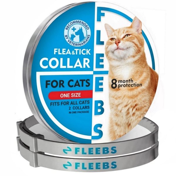 Fleebs Cat Flea Collar - 2 Pack Adjustable Tick Collars for Cat Collar with Essential Oils Fits All Cats