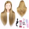 MEDO Mannequin Head 26 Inch With 50% Real Hair Brown Practice Training Head Synthetic Long Straight Hair Dresser Training Head Doll Cosmetology Manikin Head And Clamp Stand No Make Up(No make up, 27)