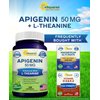 aSquared Nutrition Apigenin 50mg & L-Theanine 200mg - 120 Capsules - Apigenin Supplement Pills for Sleep and Relaxation - Natural Bioflavonoid Extract Found in Chamomile Tea