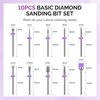 MelodySusie Nail Drill Bits, 10Pcs Diamond Sanding Bit Set with 40pcs Small Sanding Bands (#120#180#240 Grits) with 3.1mm Mandrel Bit, Nail Gel Polish Remover Tool for Acrylic Nails Manicure Nail Prep