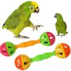 Junfamilee 2 Pcs Bird Parrot Toy Rattle Birds Fun Exercise Plastic Double-Headed Bell Pet Toys Small and Medium Birds Foraging Foot Toy,Bird Toys, Pet Supplies