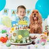 JUYRLE Realistic Dog Cake Topper- 30Pcs Green Dog Birthday Decorations, Puppy Birthday Cake Topper with Dog Miniature Figurines, Mini Balloon Dog Birthday Cake for Boys Girls Dog Birthday Theme Party