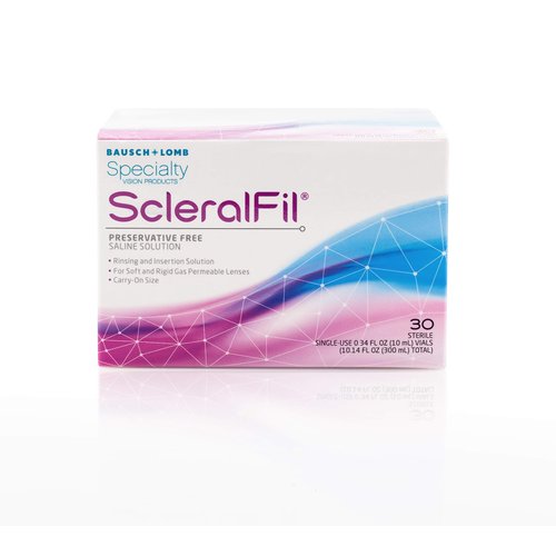 ScleralFil Preservative Free Saline Solution for Scleral, Soft, & Rigid Gas Permeable Lenses, Buffered Isotonic Rinsing & Insertion Solution, Travel Friendly Single-Use Vials, 0.34 Fl Oz (Pack of 30)