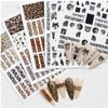10 Sheets Leopard Print Nail Art Stickers 3D Self-Adhesive Nail Decals Holographic Leopard Line French Animal Nail Sticker for Women Girls DIY Manicure Tips Nail Charms Nail Art Decoration Supplies