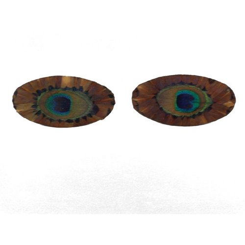 Pair of Hair Clips Made of Peacock Feathers